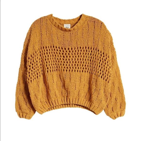 NWT Billabong Onward We Go Chenille Sweater Mustard L - Picture 1 of 12